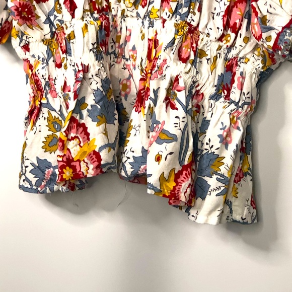 Floral Tunic Puff  Short Sleeve Large white Pink Red Nicole Miller - Picture 9 of 9